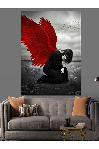 Tablomega Red Winged Angel Decorative Canvas - Mdf Wooden Painting