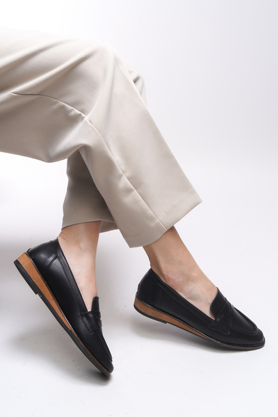 Riccon Aviraele Kadın Loafer 0012200 Siyah Cilt