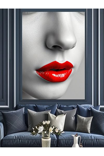 Tablomega Pânză decorativă Red Lips Charm - Lemn MDF