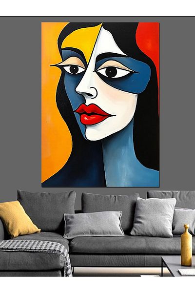 Tablomega Half Face Portrait Decorative Canvas - Mdf Wooden Painting
