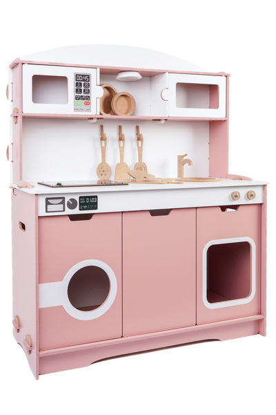 HOBBY HOUSE Led Ocaklı Elizya Işıklı Ahşap Mutfak Seti Tava Tencere Seti Hediyeli