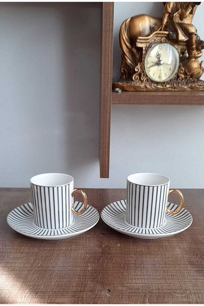 umut züccaciye Porcelain Coffee Cup Set 12 Piece Set for 6 People