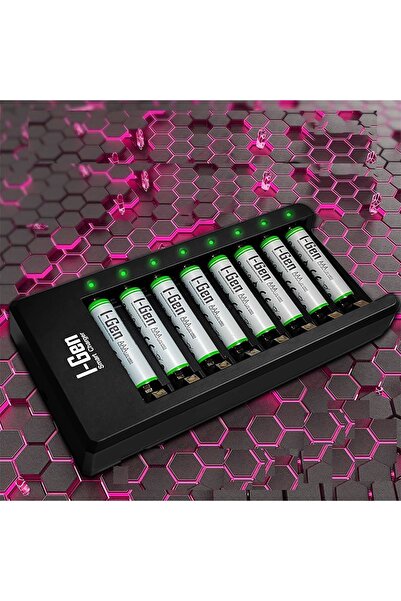 I Gen I-gen G890 8'li Pil Şarj Aleti 8 Adet Aaa 900 Mah Şarj Edilebilir Aaa I...