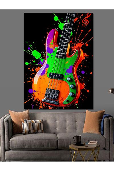 Tablomega Colorful Electric Guitar Decorative Canvas - Mdf Wooden Painting