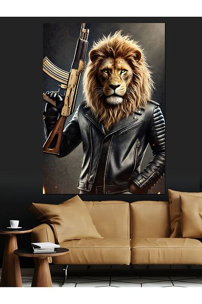 Tablomega Deep Look Lion Portrait Decorative Canvas - Mdf Wooden Painting