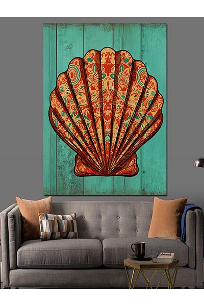 Tablomega Wooden Conch Shell Decorative Canvas - Mdf Wooden Painting