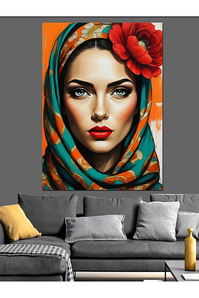 Tablomega Woman with Mysterious Look Decorative Canvas - Mdf Wooden Painting