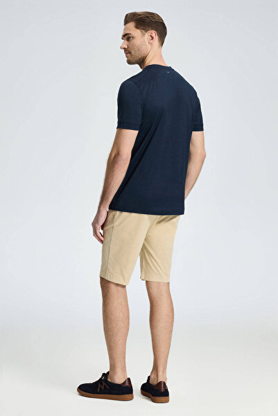 Hemington Printed Mercerized Cotton Navy Blue Crew Neck T-Shirt
