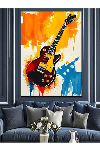 Tablomega Retro Style Electric Guitar Design Decorative Canvas - Mdf Wooden Painting