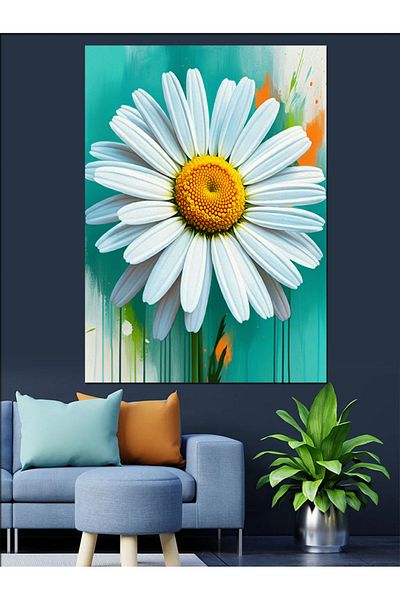 Tablomega The Purity of Daisies Decorative Canvas - Mdf Wooden Painting