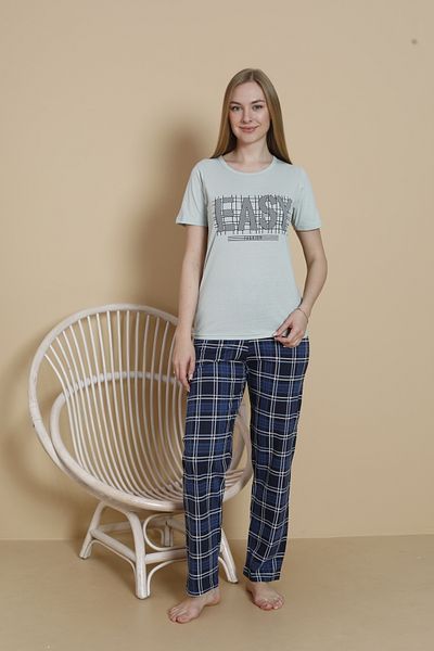 VG BOND MODA Easy Letter Printed Single Jersey Short Sleeve Women's Pajama Set Vg171