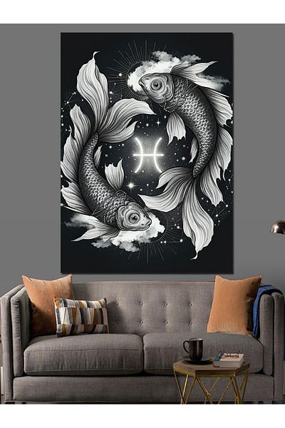 Tablomega Yin and Yang Fish Decorative Canvas - Mdf Wooden Painting