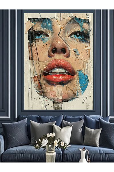 Tablomega Față de femeie abstractă Pânză decorativă - Lemn MDF Pictură