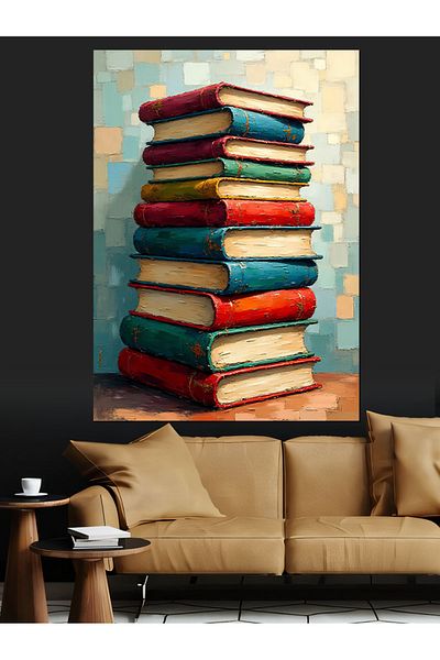 Tablomega Old Book Tower Decorative Canvas - Mdf Wooden Painting
