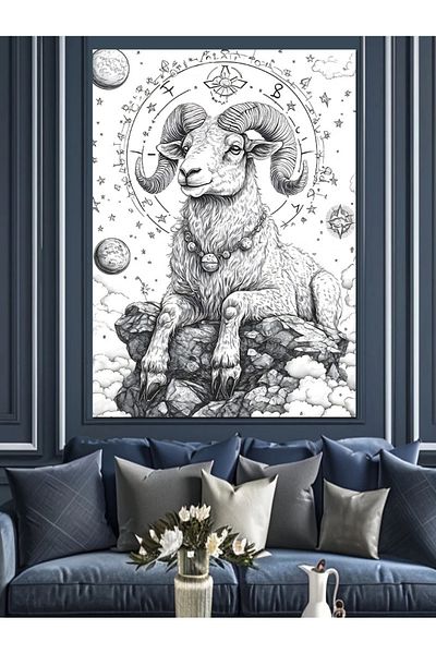 Tablomega Capricorn Zodiac Figure Decorative Canvas - Mdf Wooden Painting