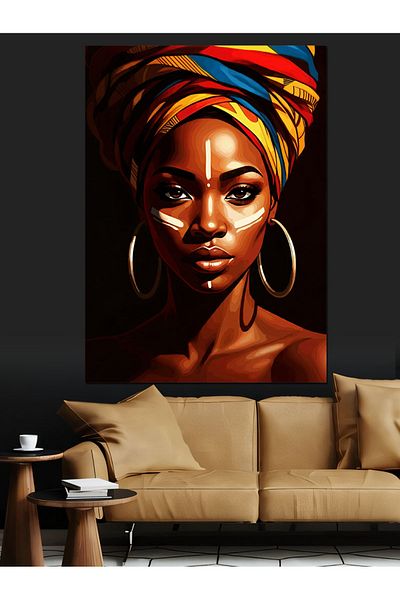 Tablomega Traditional African Woman Decorative Canvas - Mdf Wood Painting