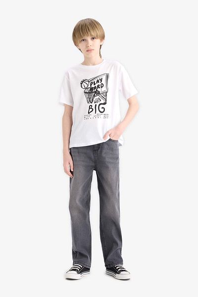 DeFacto Boy's Crew Neck Printed Short Sleeve T-Shirt F0170A825Sm