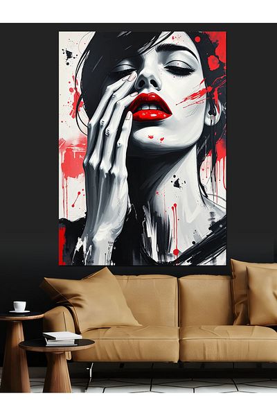 Tablomega Canvas Decorativ Portret de Buze Sângeroase - Lemn MDF