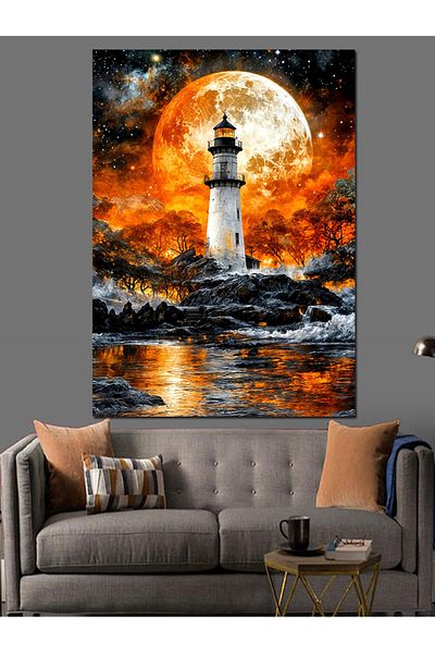 Tablomega Lighthouse at Sunset Decorative Canvas - Mdf Wooden Painting