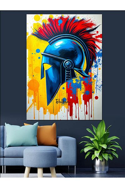 Tablomega Spartan Helmet Decorative Canvas - Mdf Wooden Painting