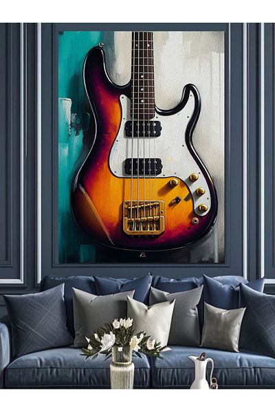 Tablomega The Sound of Bass Guitar Decorative Canvas - Mdf Wooden Painting