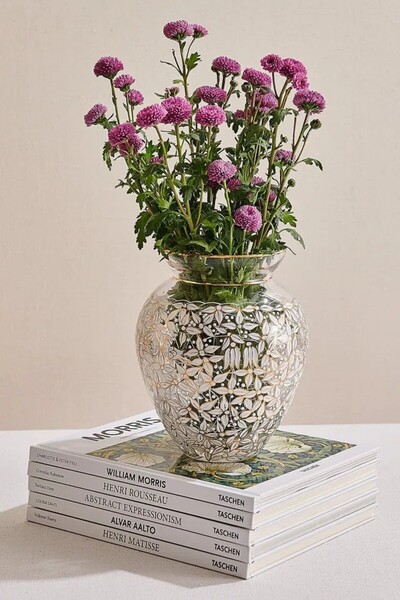 Paşabahçe Beyaz Yaprak Büyük Vazo El Yapımı