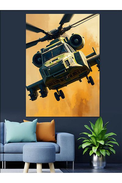 Tablomega Helicopter's Power Theater Decorative Canvas - Mdf Wooden Painting