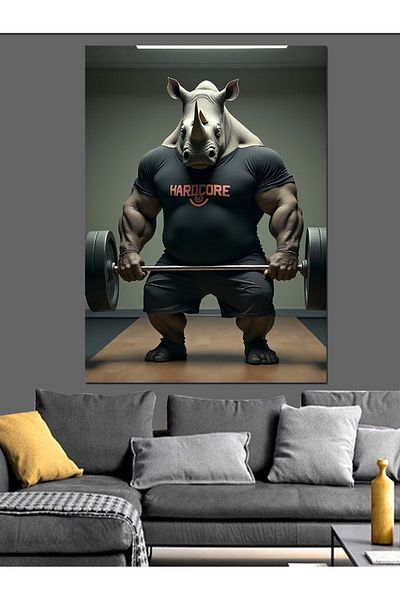 Tablomega Hard Look Rhino Decorative Canvas - Mdf Wooden Table