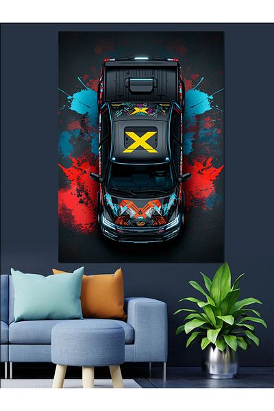 Tablomega Luxury Car Decorative Canvas on Black Background - Mdf Wooden Painting