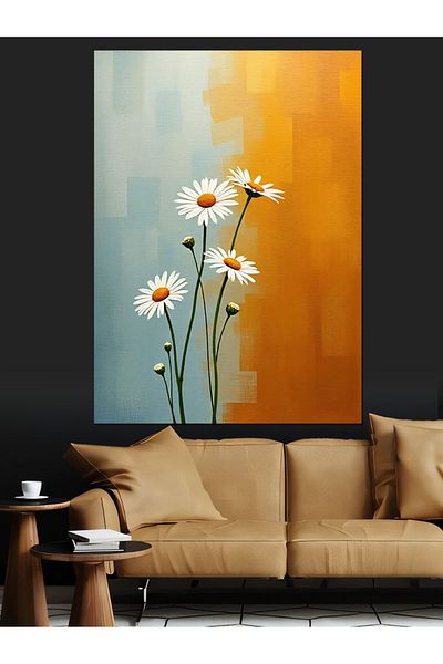 Tablomega Crinii albi si fundal portocaliu Canvas decorativ - Tablou din lemn MDF