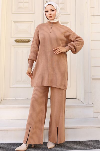 giyze Πλεκτό Σετ με φερμουάρ στο πόδι Mink 11030-36