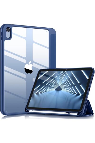 AWH حافظة لجهاز iPad الجيل العاشر مقاس 10.9 بوصة، ظهر شفاف، حامل قلم، تصميم نحيف، خاصية الإيقاظ/السكون التلقائي، لون أزرق بحري