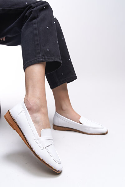 Riccon Aviraele Kadın Loafer 0012200 Beyaz Cilt