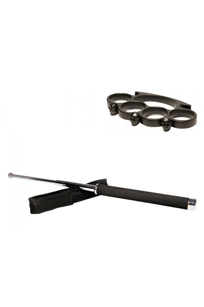 Depox Sada teleskopických holí 65 cm stříbrná + černá krabička s lebkou