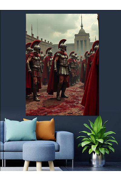 Tablomega Medieval Military Scene Decorative Canvas - Mdf Wooden Painting