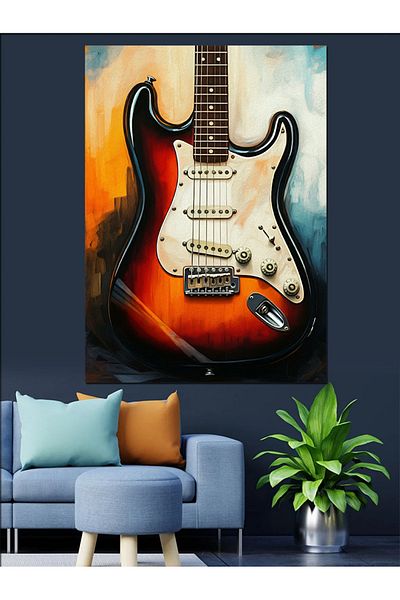 Tablomega The Power of the Electric Guitar Decorative Canvas - Mdf Wooden Painting