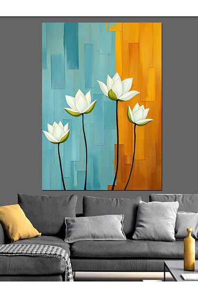 Tablomega Silence of the Lotus Decorative Canvas - Mdf Wooden Painting