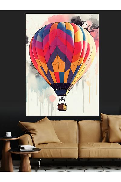 Tablomega Hot Air Balloon Decorative Canvas - Mdf Wooden Painting