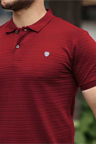 COMBİNE MİCHAİL Tricou pentru bărbați, 100% bumbac, cu croiala subțire, cu gât polo, roșu Claret