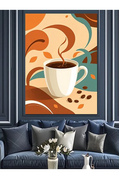 Tablomega Abstract Coffee Art Decorative Canvas - Mdf Wooden Painting