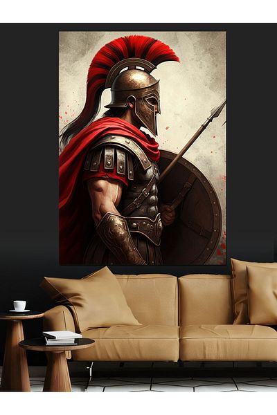 Tablomega Roman Soldier and Shield Portrait Decorative Canvas - Mdf Wooden Painting