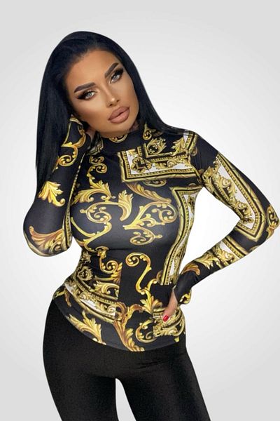 BOMBFIT Women's Golden Long Sleeve Blouse