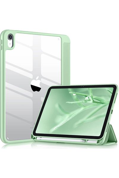 AWH حافظة لجهاز iPad الجيل العاشر مقاس 10.9 بوصة، ظهر شفاف، حامل قلم رصاص، تصميم نحيف، خاصية الإيقاظ/السكون التلقائي، غطاء أخضر