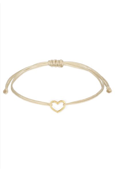 ELLI Armband aus 925er-Sterlingsilber für Damen – Herz-Liebes-Textilband, vergoldet