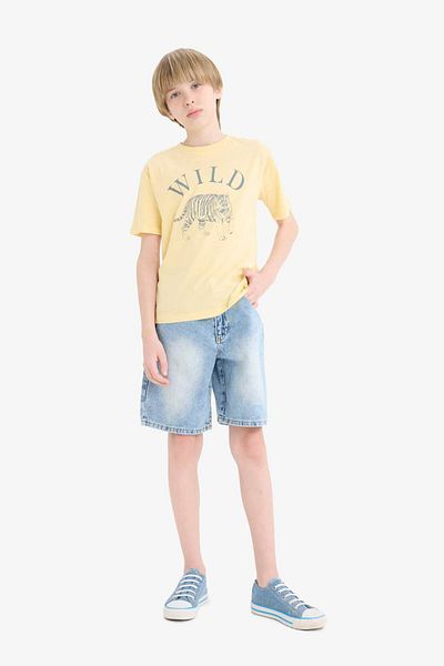 DeFacto Boy's Crew Neck Printed Short Sleeve T-Shirt F0181A825Sm