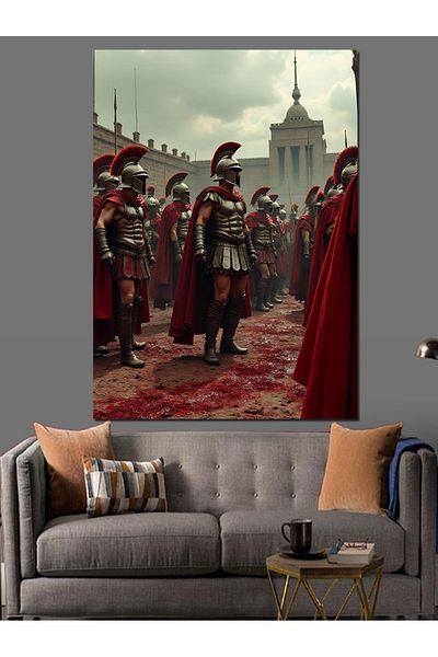 Tablomega Medieval Military Scene Decorative Canvas - Mdf Wooden Painting