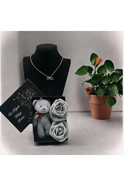 Masalsı Concept Anneler Günü Hediyesi Zarifliğin Simgesi Gri Renkli Ayıcık An...