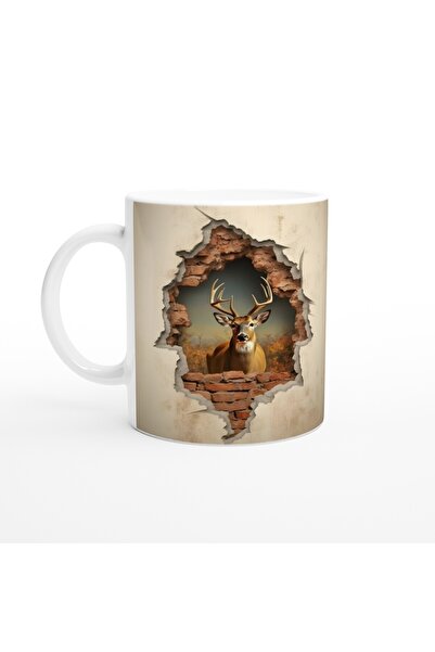 Wisdom Rain كوب مطبوع عليه غزال يكسر الجدار