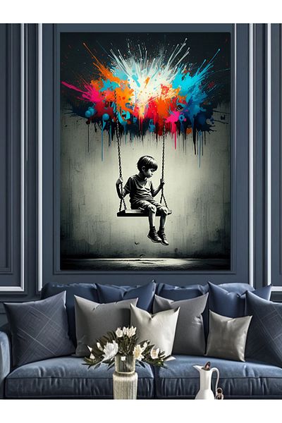 Tablomega Dream World on the Swing Decorative Canvas - Mdf Wood Table