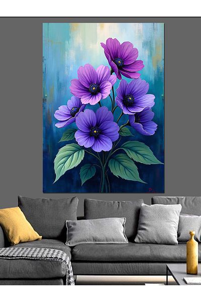 Tablomega Purple Violet Bunch Decorative Canvas - Mdf Wooden Painting